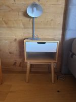 Nachttisch Holz mit Schublade weiss 2 Stk.