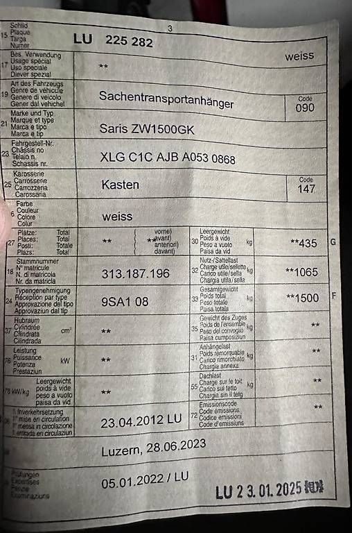 Rimorchi: Kastenanhänger ab MFK  01.25 – Usato da Luzern venduto da aid_gxs2 4