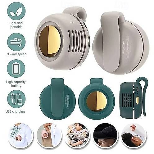 Ventilatoren: Mini USB Hand Ventilator mit Gürtelclip grün oder beige – Neu und originalverpackt aus Salez von EMERCARO 1
