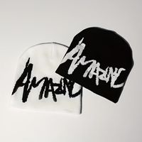 Bonnet d'hiver unisexe "Amazing" noir et blanc 