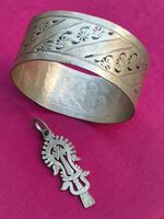 Antik Schmuckset, koptisches Anhänger und Tuareg Armreif Alt