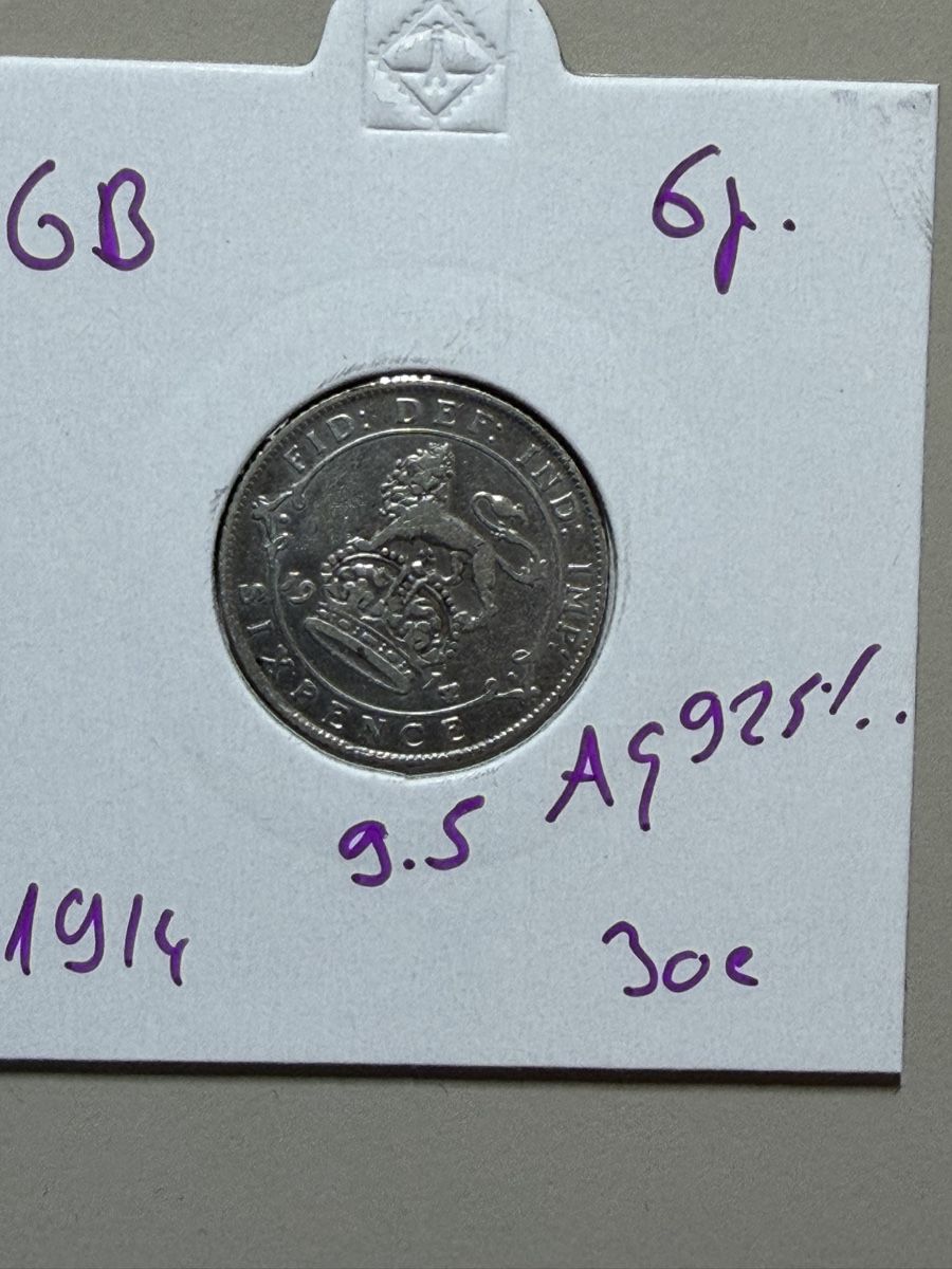 Toutes les monnaies: GB - 6 pence - 1914 - Georges 5 - AG  – D'occasion à Payerne par Mike1682