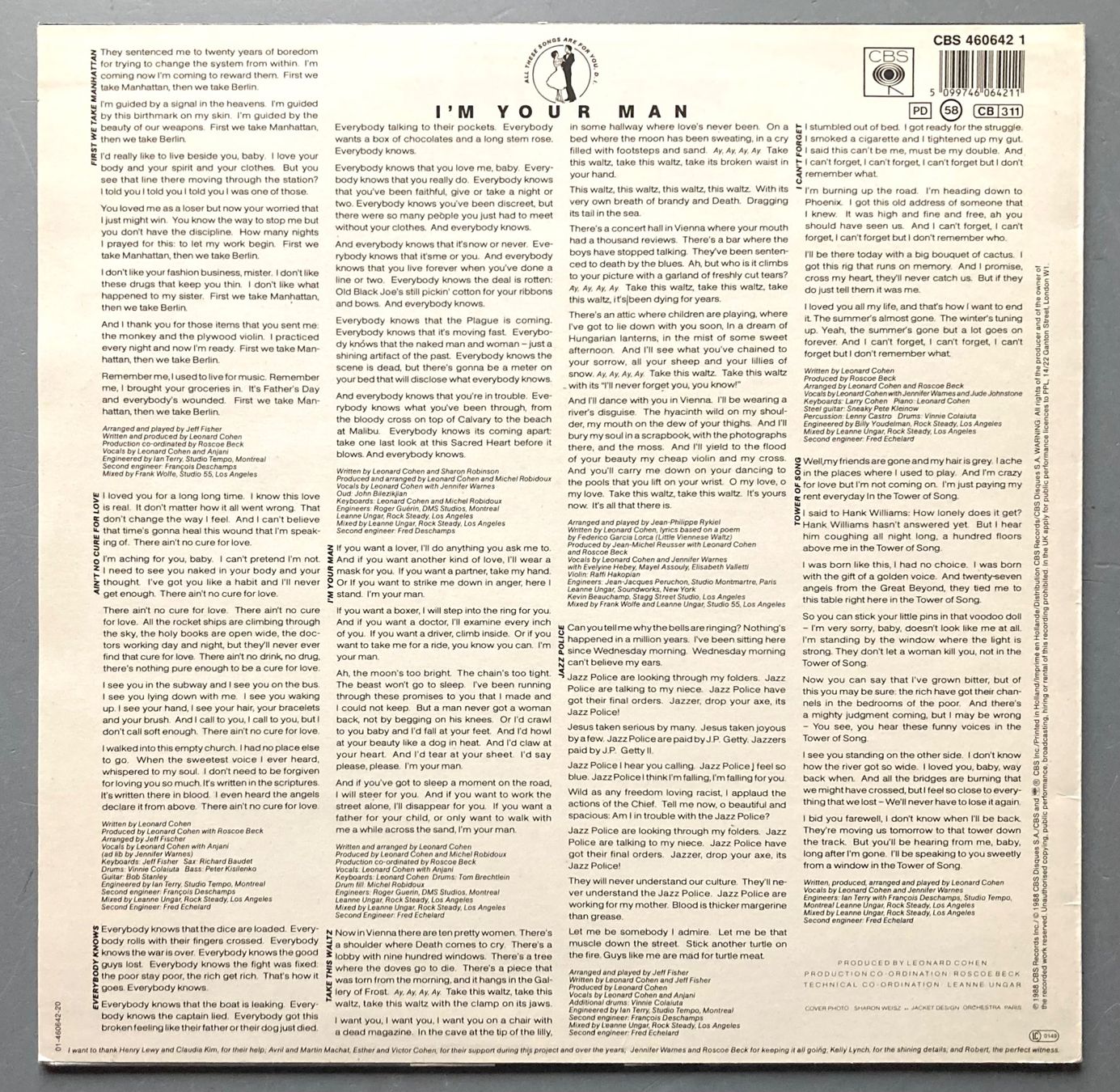 Schallplatten: LEONARD COHEN - I'M YOUR MAN – Gebraucht aus Poliez-Pittet von Newtown-Records 1