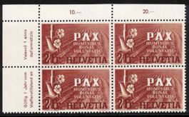 1945 Pax 2Fr. Nr. 271, 4er-Block tadellos postfrisch **