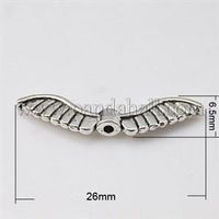 2 Flügelperlen Falke 26mm altversilbert