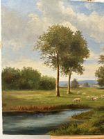 Ölgemälde Landschaft mit Schafen