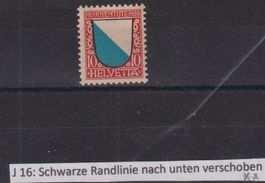15x) Abart , Pro Juventute  J16, postfrisch, sehe Scan