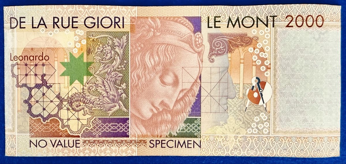 Banknoten: **LEMONT 2000 Leonardo da Vinci Specimen Banknote NO VALUE** – Gebraucht aus Langrickenbach von MeUs74 1