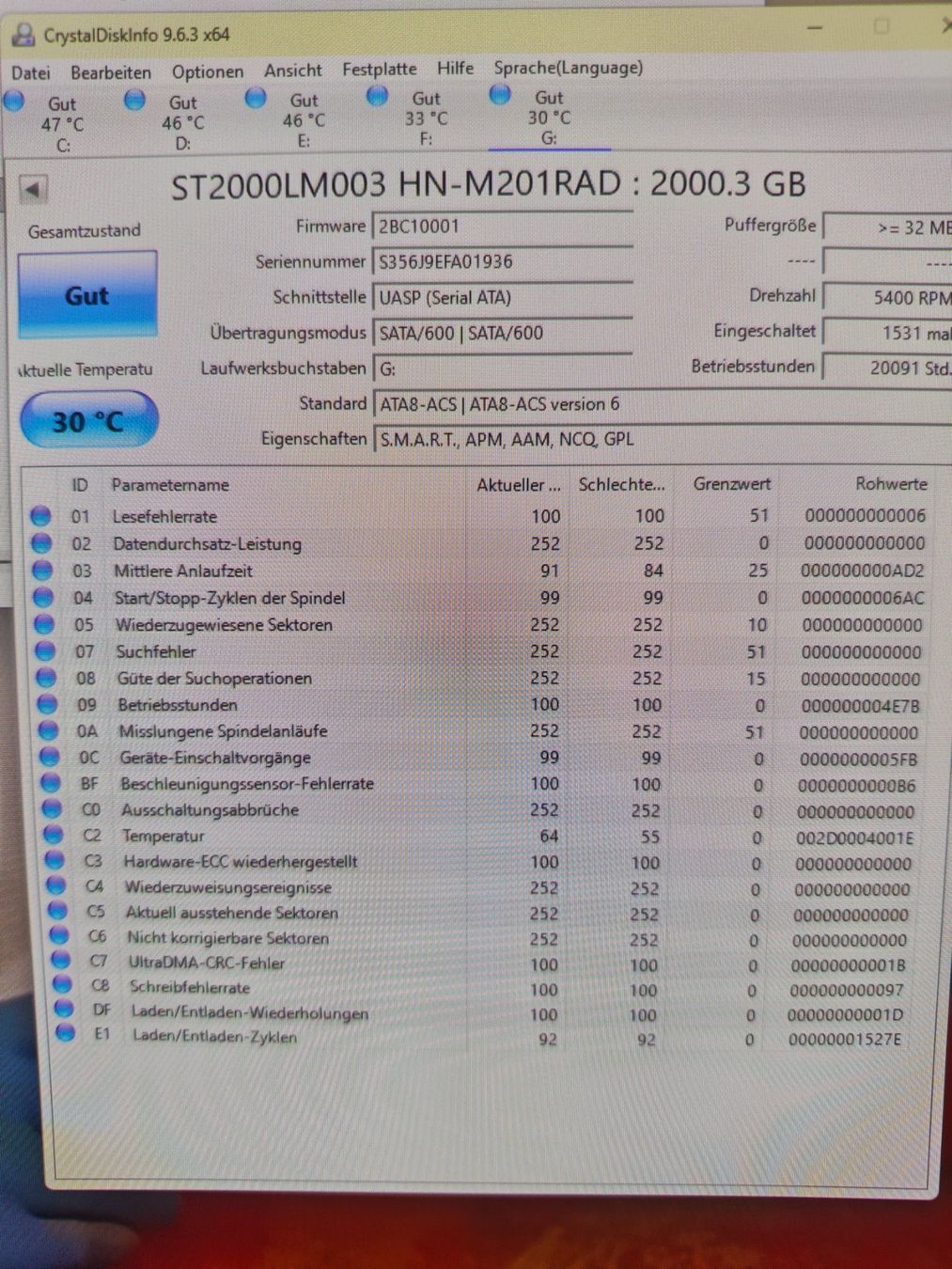 Harddisks: Samsung ST2000LM003 HDD 2TB gebraucht – Gebraucht aus Wolfwil von Rarak 1