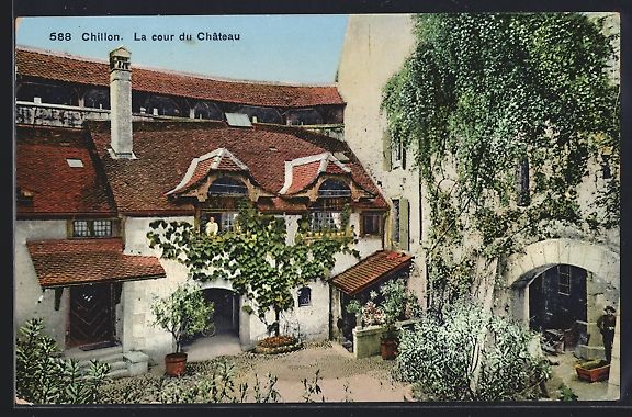 Cartes postales: AK Chillon, la cour du château – D'occasion à Berlin par bartko-reher