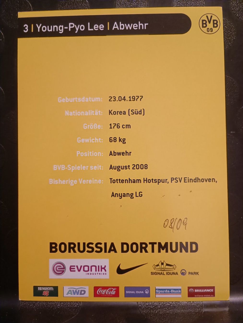 Autografi: Young-Pyo Lee - BVB / Borussia Dortmund - Handsigniert – Usato da Menziken venduto da Artographs 1