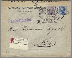 1917, PERFIN CREDITO ITALIANO, LETTERA CENSURATA PER BASEL