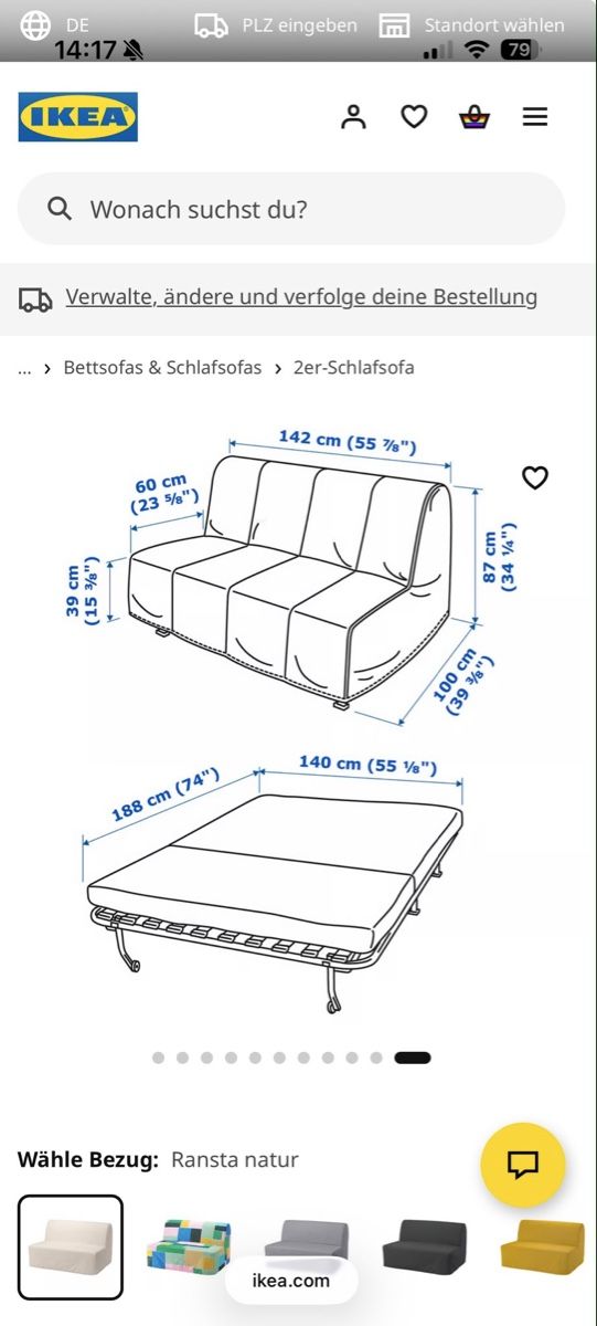 Sofas: Schlafsofa IKEA 2er Bettsofa hellgrau 142 cm Breite – Gebraucht aus Abtwil SG von Erdem1989 1