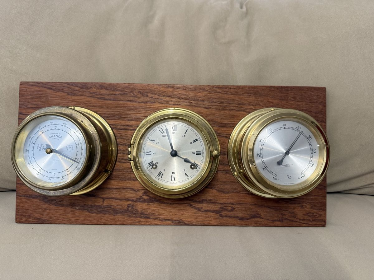 Sonstige antike Technik & Geräte: Barometer Uhr Thermometer Messing Holz neuwertig – Gebraucht aus Cham von inf_fnd5