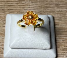 Gelber Saphir 🌸✨ Silber Ring vergoldet