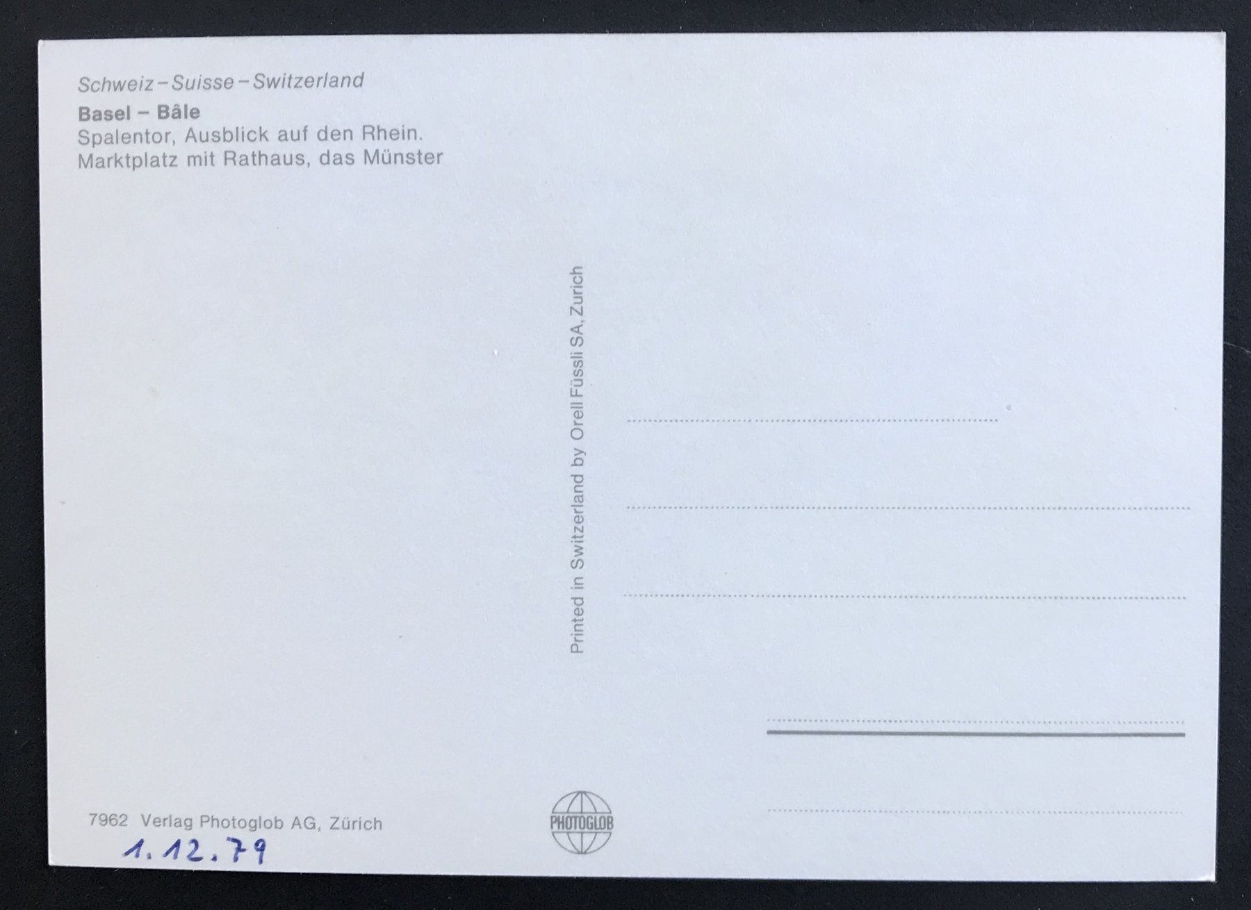Ansichtskarten: ANSICHTSKARTE BASEL – Gebraucht aus Ostermundigen von Wyatt-Earp 1