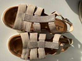 Naturläufer Sandalen beige mit Strass Gr. 41 G Leder