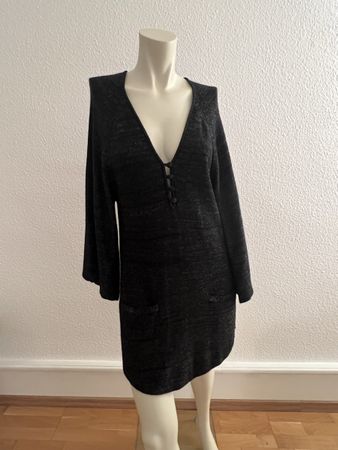 ✨ HALSTON Strickkleid, Grösse S, Schwarz, Seide & Kaschmir ✨