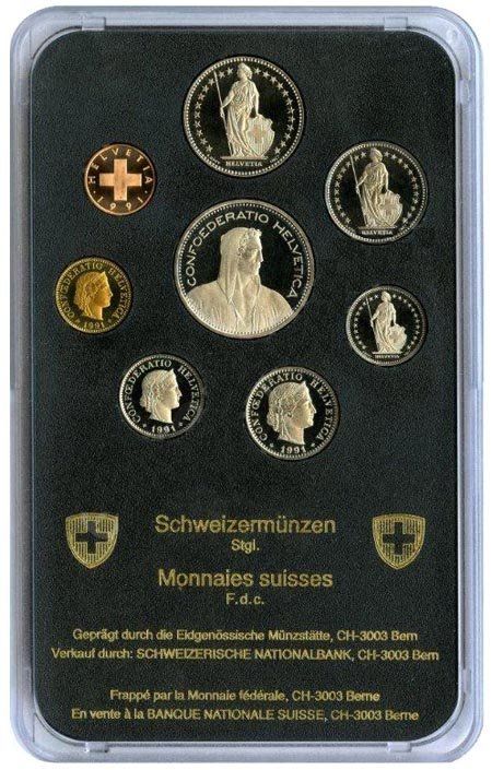 Tutti le monete: Münzsatz 1991 stgl. – Nuovo e nell'imballaggio originale da Heerbrugg venduto da Swissphila
