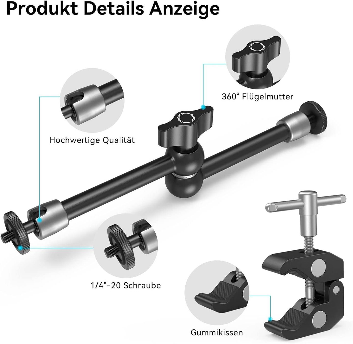 Supporti a parete: 10 Zoll Magic Arm mit Super Clamp Large – Nuovo e nell'imballaggio originale da Geneve venduto da Titi2008 6