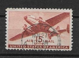 USA 1941:Zweimotoriges Postflugzeug 15c braunkarmin