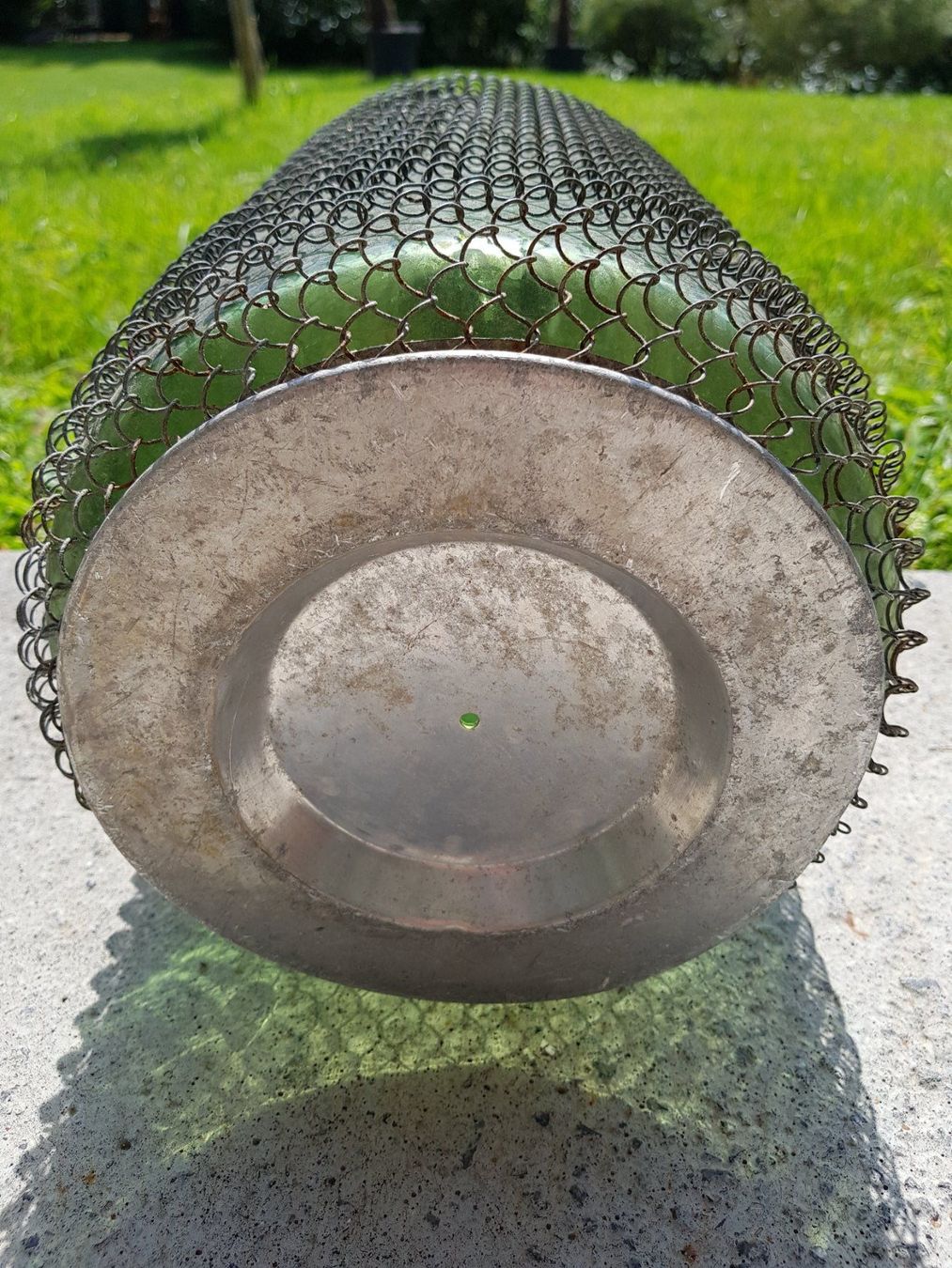Bottiglie: Vintage Glasflasche mit Metallgitternetz – Usato da Näfels venduto da SuEdHe 5