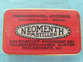 Vintage Blechdose Dose NEOMENTH PASTILLEN APOTHEKE Zürich