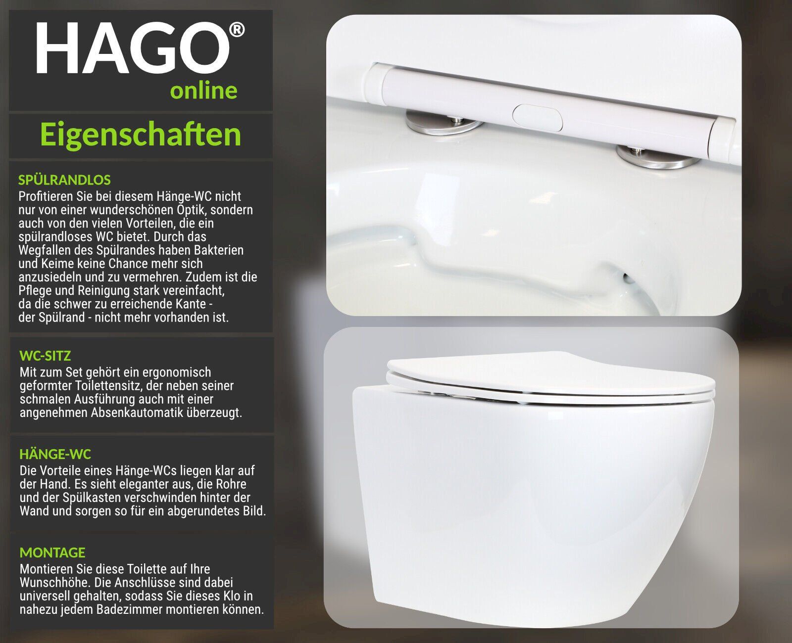 WC: Spülrandloses Keramik Hänge-WC Set – Neu und originalverpackt aus Bottighofen von zaap 1