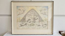 Dessin couleur de l'artiste de Walter WEGMÜLLER (1937-2020)