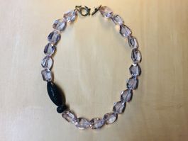 Unikat Kette aus Kristall und Lavastein
