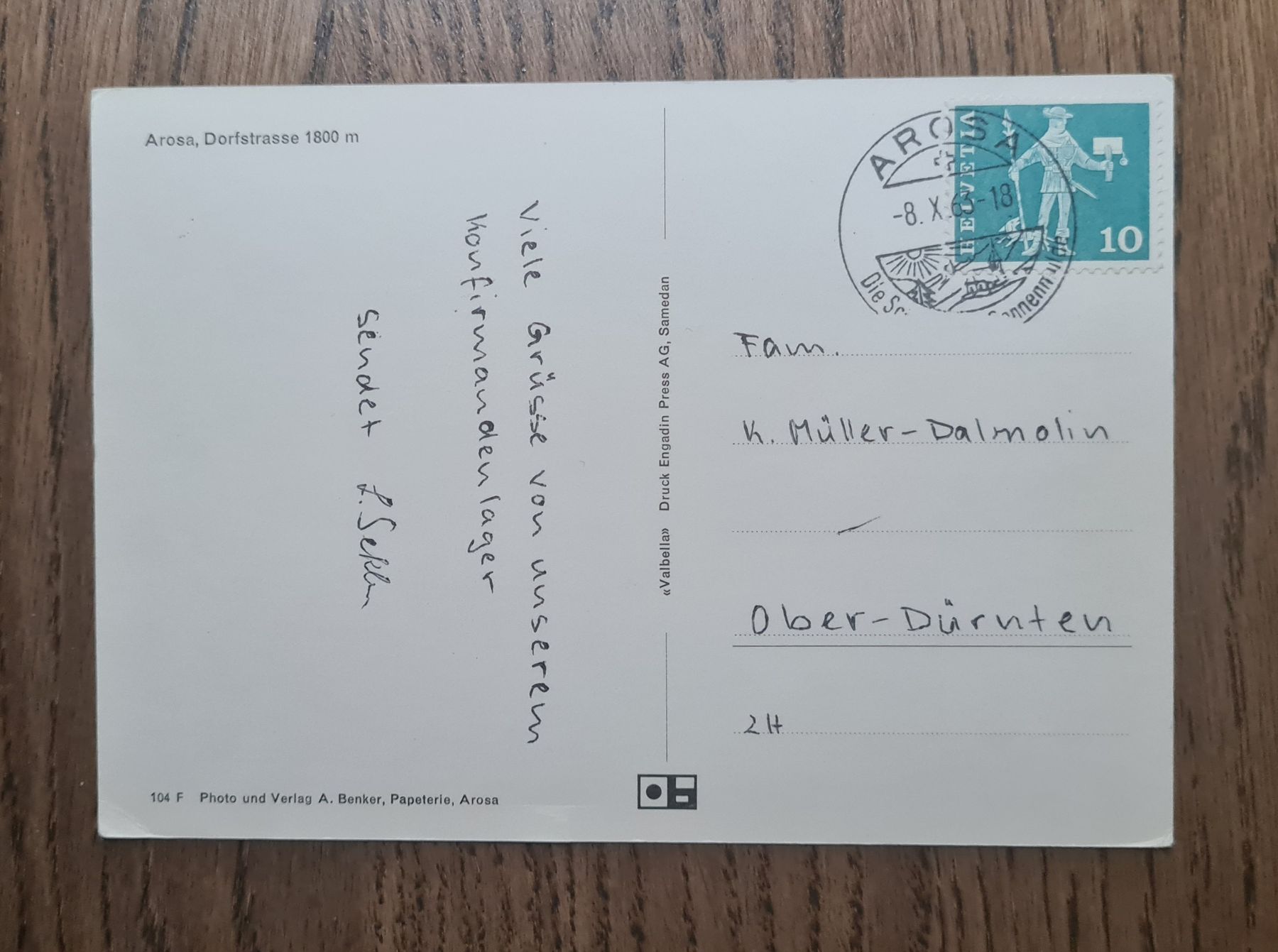 Cartoline postali: Arosa Dorfstrasse 1963 – Usato da Ebikon venduto da Donar50 1