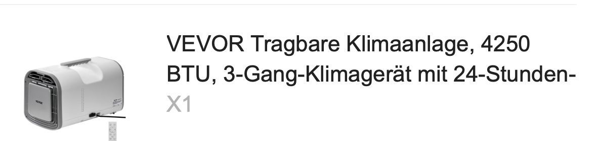 Klimageräte: Vevor Klimagerät – Neu (gemäss Beschreibung) aus Wangen SZ von ca018 7