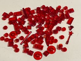 Lego 100 diverse rote Transparente teile