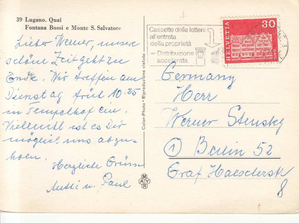 Cartoline postali: Lugano 1971 – Usato da Bürglen TG venduto da StampGraf 1