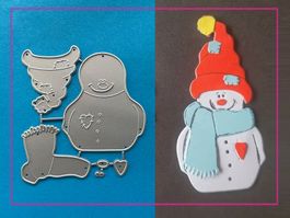 Schneemann mit Kappe und Schal - Stanzschablone