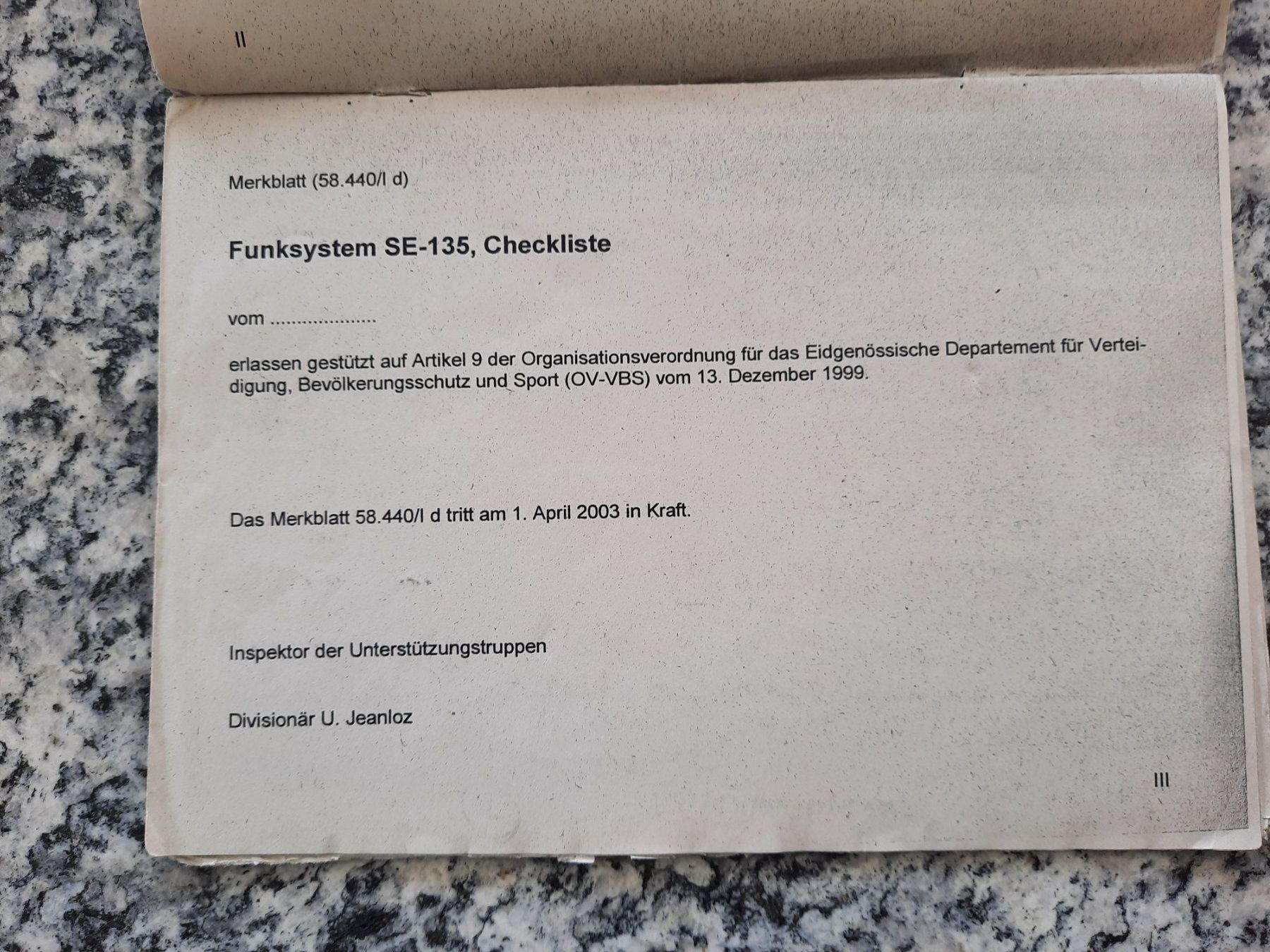 Libri: Funksystem SE-135 - Checkliste – Usato da Ruswil venduto da Sammlergeist 1