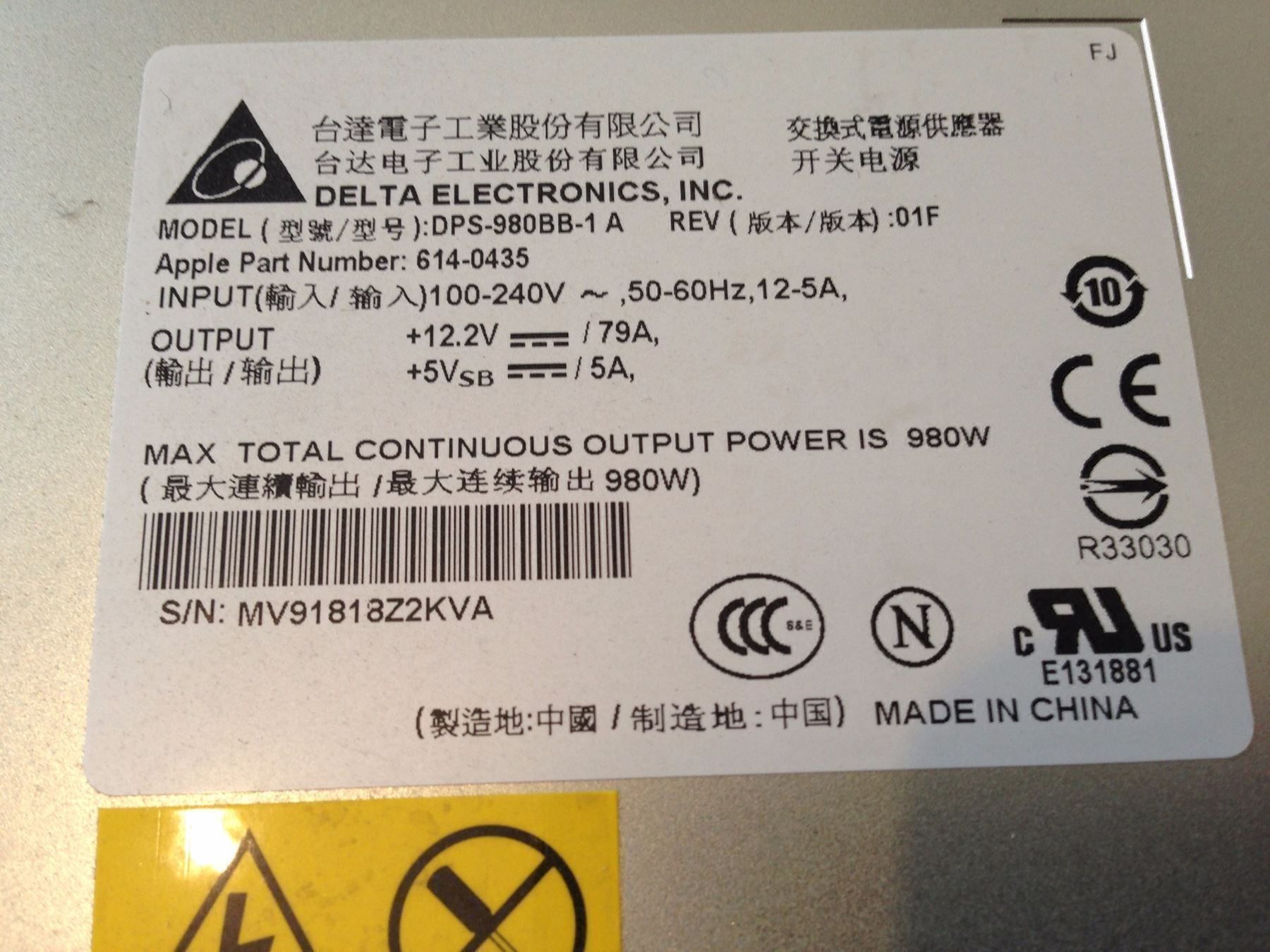 PC: Netzteil Power Supply Mac Pro 4.1+5.1 – Usato da St. Margarethen TG venduto da Mac-PC 2