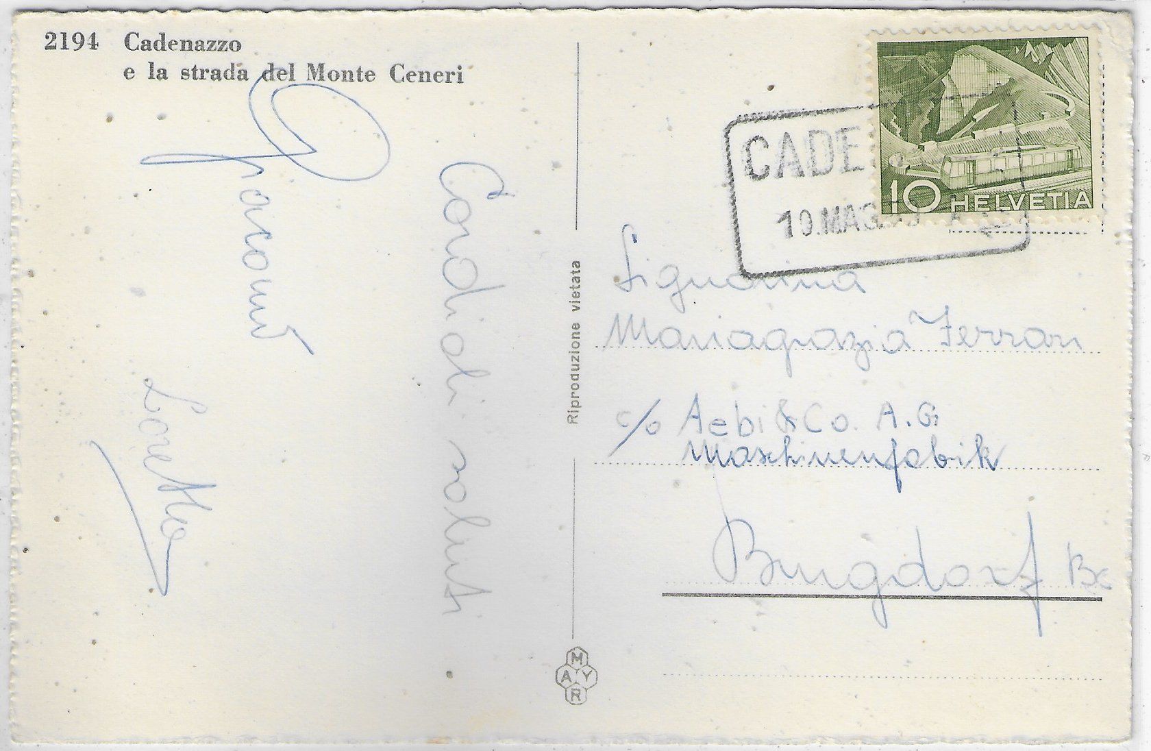 Cartoline postali: Cadenazzo e la strada del Monte Ceneri – Usato da Ettingen venduto da Kartenplanet 1