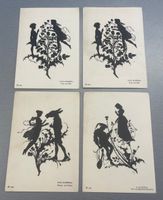 4 Künstler Scherenschnitt Postkarten von Paul Konewka