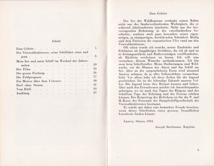 Dokumente: Alte Broschüre Vierwaldstättersee-Schiffahrt. 1941 – Gebraucht aus Schlieren von Rapaelli 2