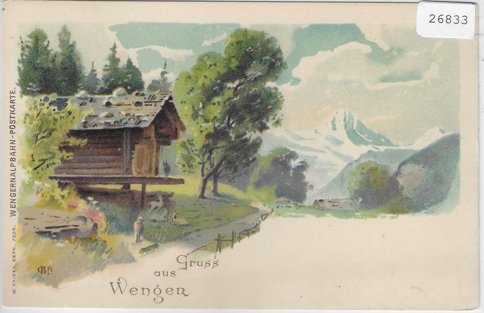 Cartoline postali: Gruss aus Wengen - Litho 1900 – Usato da Ettingen venduto da Kartenplanet