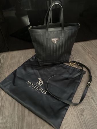 Handtasche Maison Mollerus schwarz mit Schulterriemen