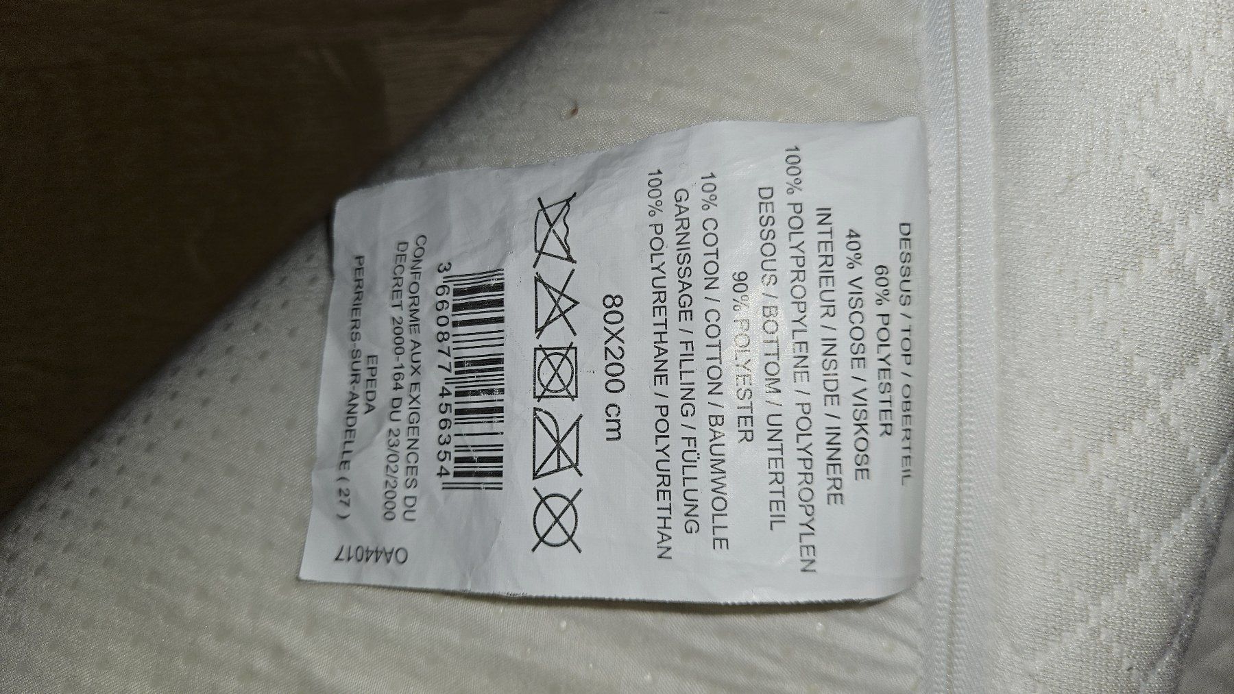 Materassi: Surmatelas 80x200cm, marque Epeda – Usato da La Tour-de-Treme venduto da Vincentg 1