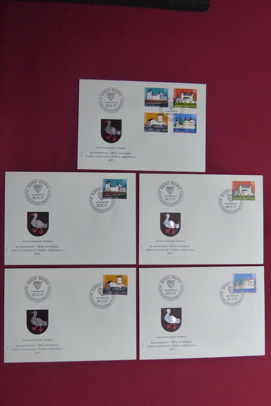 Tutti i francobolli: (D42) 1977 FDC Pro Patria: B174 - B177 – Usato da Basel venduto da scholle50