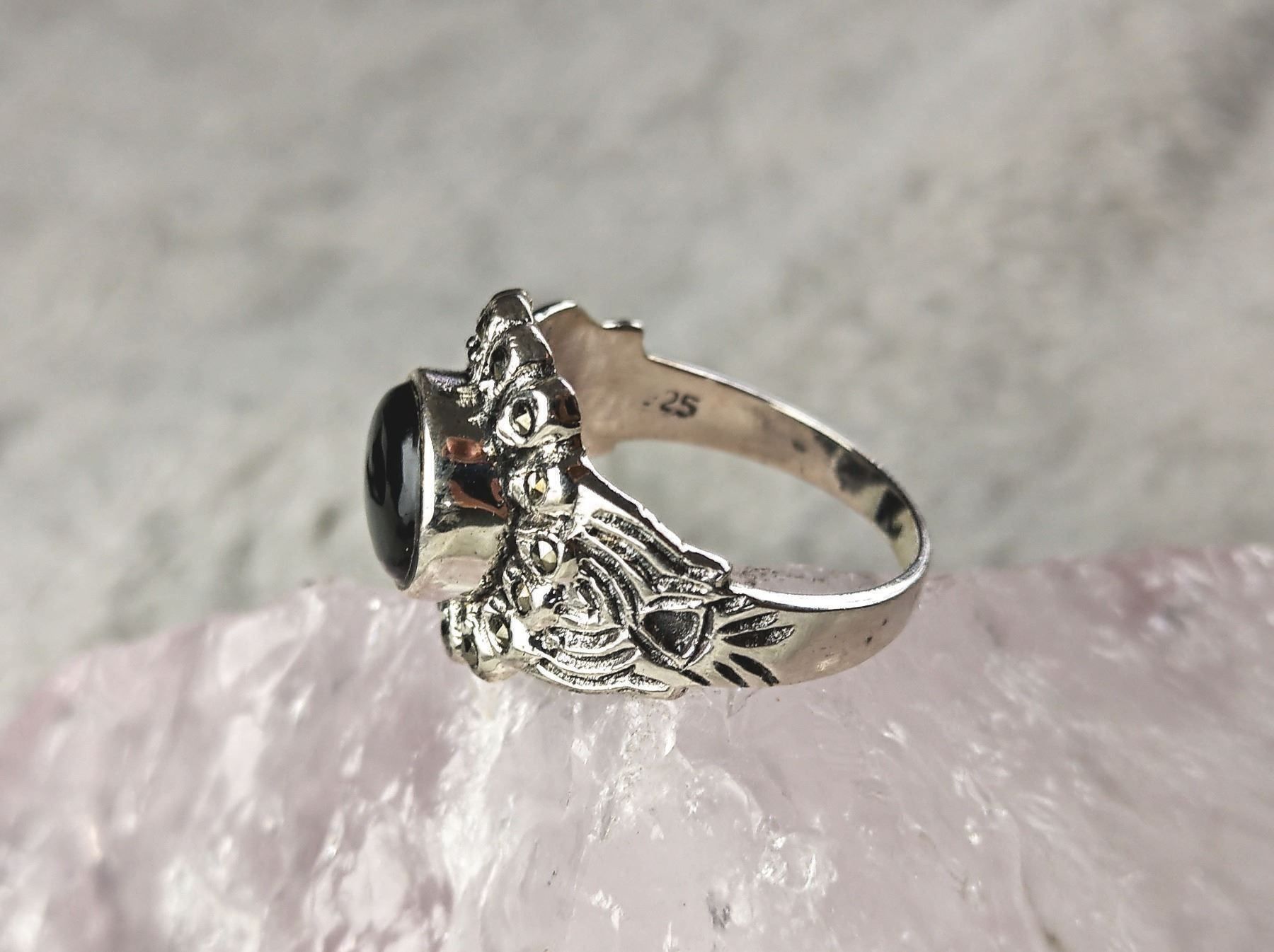Anelli: Ring Silber 925 mit schwarzem Stein – Usato da Istighofen venduto da Ringparadies 1