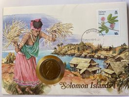 SOLOMON ISLAND - ENVELOPPE AVEC PIECE - 1989 - MUNZ-BRIEFE