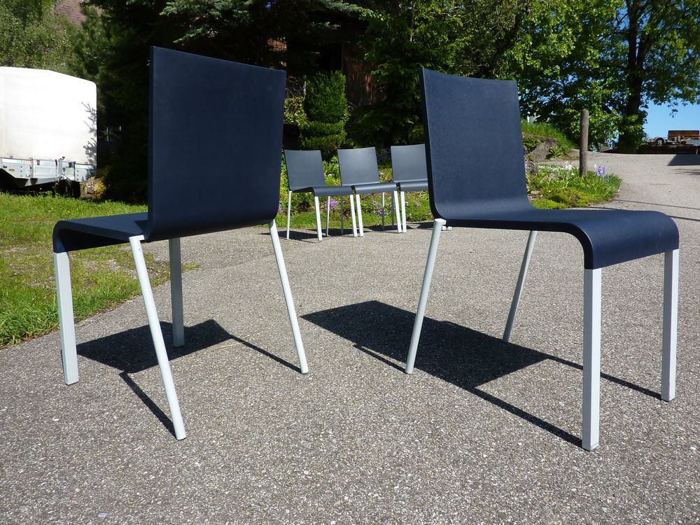 6 Stühle Stapelstühle Van Severen .03 stapelbar Vitra Tisch 2