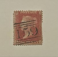 Timbre ancien One Penny rouge-brun, rare et authentique