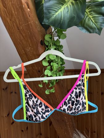 Bikini Top Leo-Print Neonbunt ☀️ S