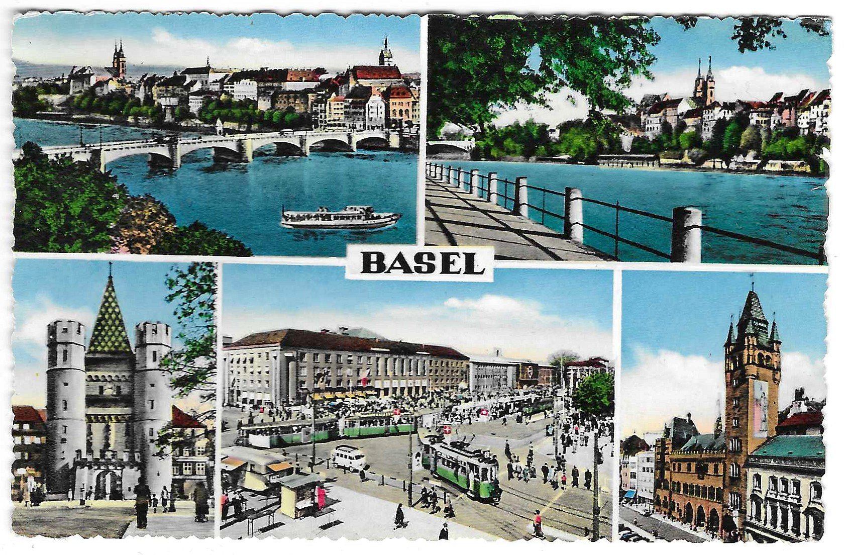 Cartoline postali: Basel 1957 – Usato da Tavannes venduto da Zitume
